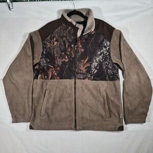 TAG Safari Outdoor Fleece Jacket Men's Large Camo Brown Full Zip